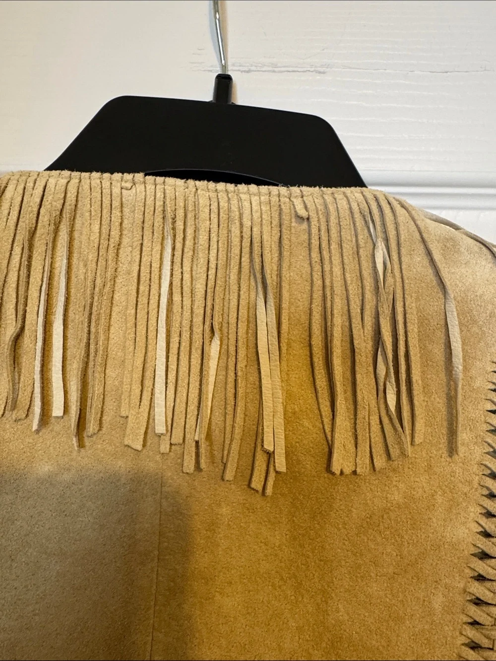 VINTAGE MODA  International Camel colored Suede Fringe  Coat